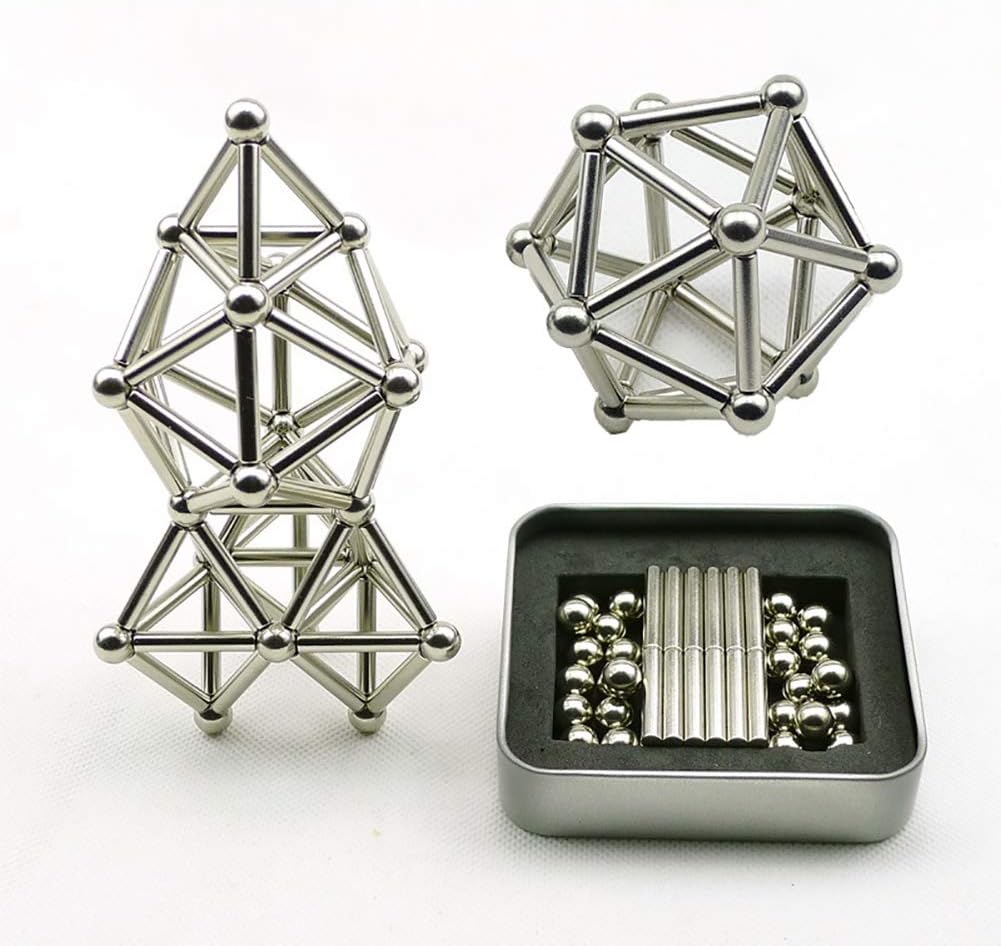 DIY Magnetic Building Blocks1000 PCS Magnetic Sticks & 1200 PCS Steel Balls Toy Building Blocks Puzzle Toy Pressure Relief