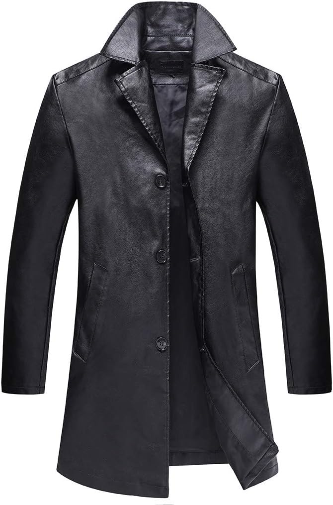 Men's Leather Jacket New Winter Style Large Medium and Long Coats Comfortable Warm Outwear Overcoat Windbreaker