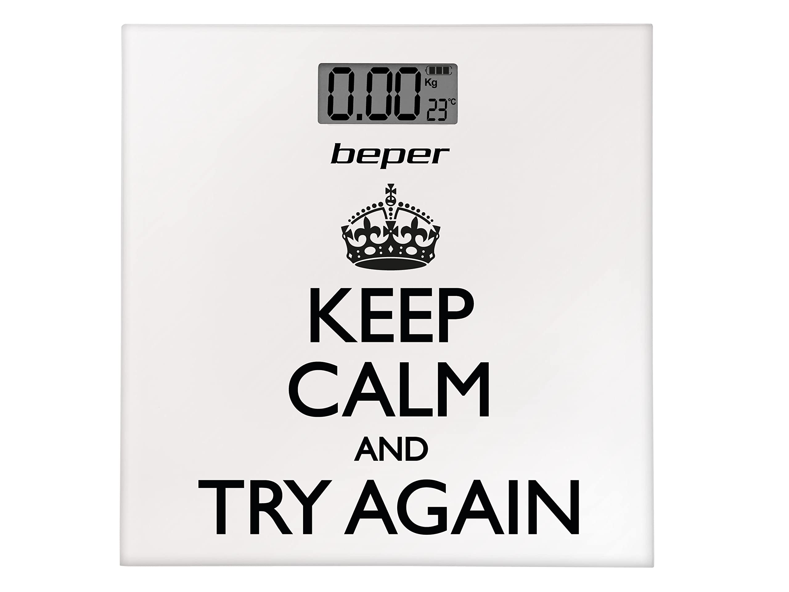 BEPER 40.821 Digital Weighing Scale, Keep Calm Fantasy, Ultra-thin, White