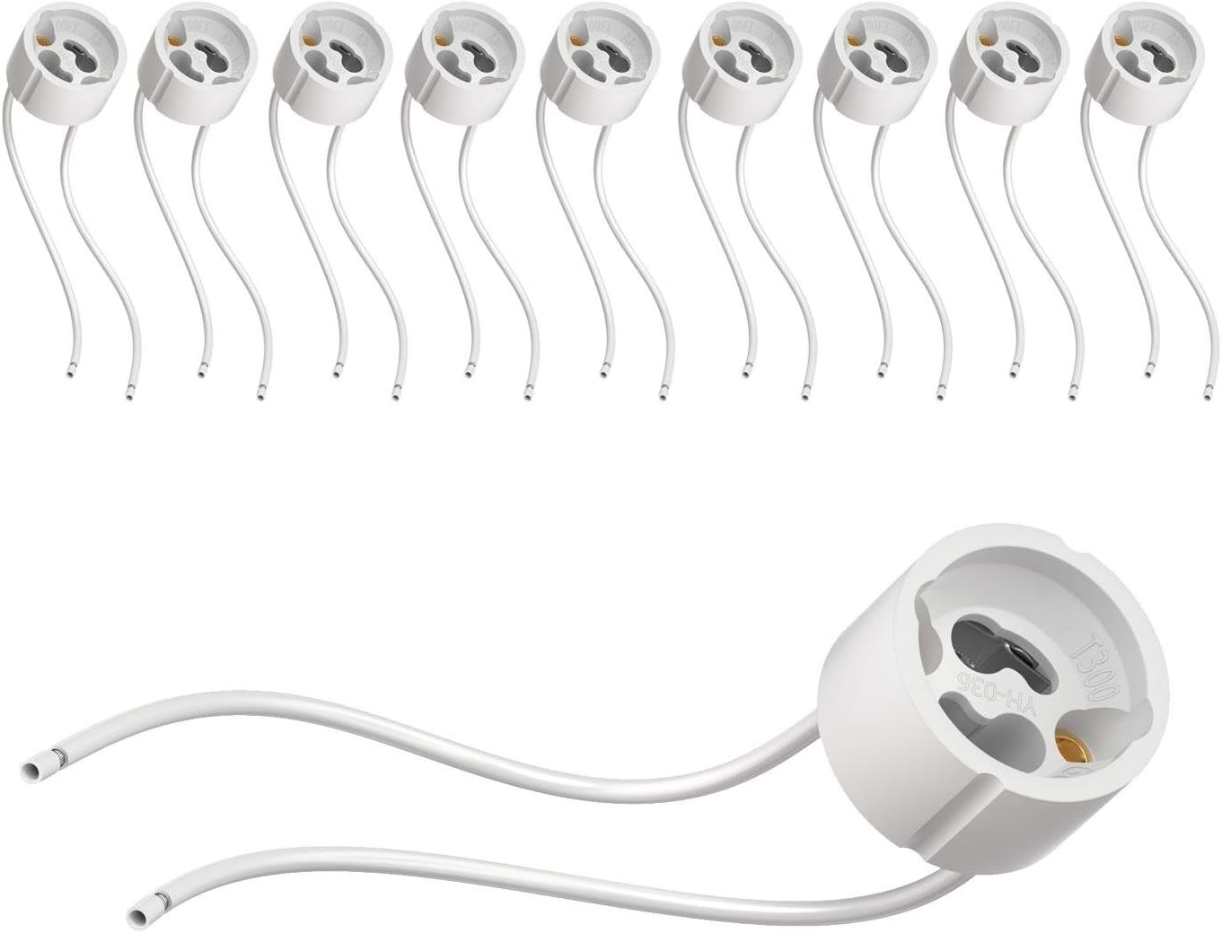 ledscom.de 10 Pieces GU10 Socket, Ceramic, White, 230V AC, max. 25W, 10 pièces (paquet de 1)