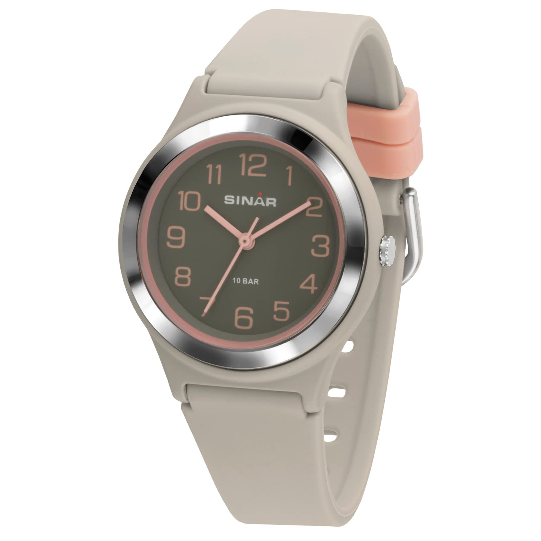 Sinar XB-48-5 Girls' Watch Sports Watch, Analogue, Quartz, 10 Bar Waterproof, Grey, Pink
