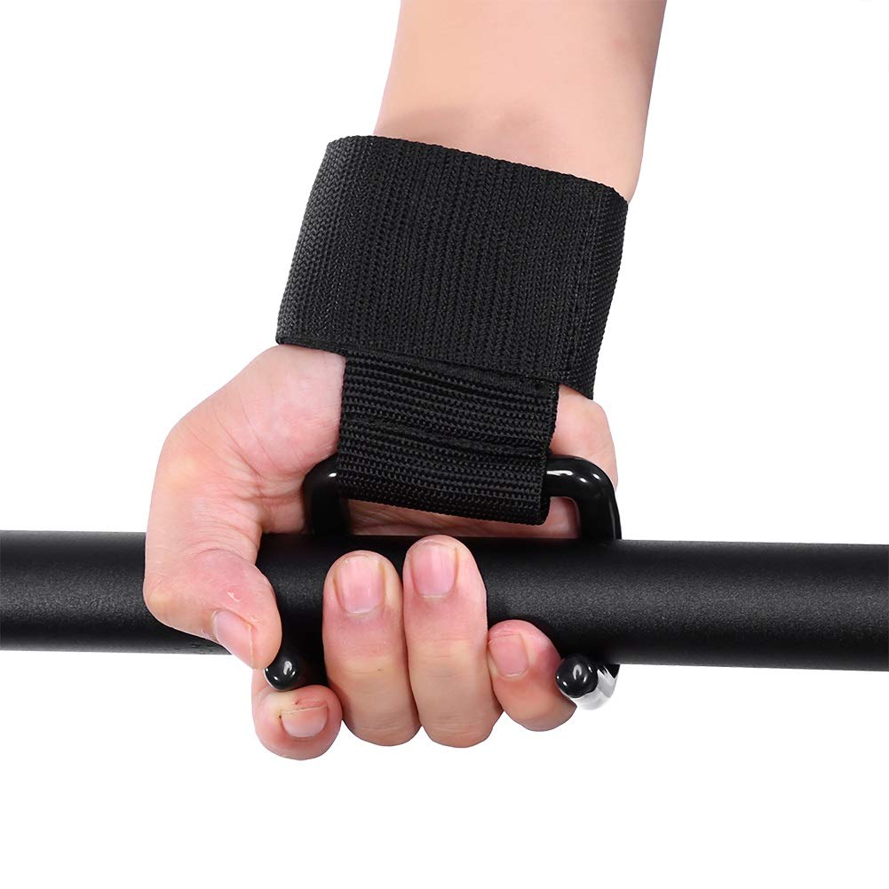 Weightlifting Straps - Black Weight Lifting Training Wrist Support Bandage Straps Hook Gym Hook Grips