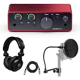Focusrite Scarlett Solo 4th Gen USB Interface with Software Suite, Bundle with Turnstile Audio Studio Monitor Headphones, Pop Filter, 6' XLR Microphone Cable