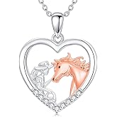 Cargari Horse Pendant Necklace for Women 925 Sterling Silver Horse Jewelry Equestrian Gifts for Women