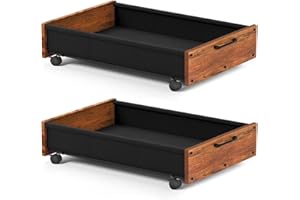 2 Pack Wood Under Bed Storage with Wheels-55 L/pc, Large Storage Containers for Clothes, Blankets Under Bed Shoe Storage Orga