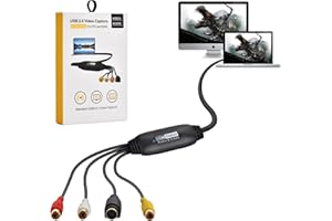 AMTAKE VHS to Digital Converter,Video Capture Card USB 2.0 Audio Video Capture Card Device Old VHS Mini DV Hi8 DVD VCR to Digital Converter for Mac, PC Support Windows 2000/10 / 8/7 / Vista/XP/Android