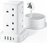 Kemelo Tower Extension Lead 3M 8 USB Ports 13A 3250W Surge Protection