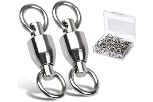 AMYSPORTS Fishing Swivels Ball Bearing Connector High Strength Stainless Steel Solid Welded Rings Barrel Swivels Saltwater Fr