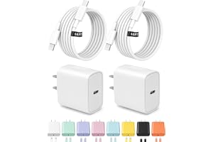 6.6FT iPhone 18 17 16 15 Charger Fast Charging 2-Pack USB C Charger Block | for iPhones, iPads,Tablets, Android phones,2-Pack iPhone Charger Type C Chagrer Fast Charging with Long USB-C Cables(White)