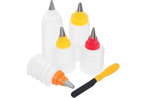 KICHOUSE Icing Bottles 6Pcs Plastic Squeeze Bottles for DIY Cake, Cookie, and Decorating