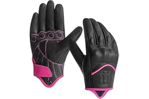 Harssidanzar Women's Motorcycle Gloves,Leather Motorcycle Gloves, Motorbike Gloves, Road Racing, Cycling, Climbing, Powersports Gloves Touchscreen GL016