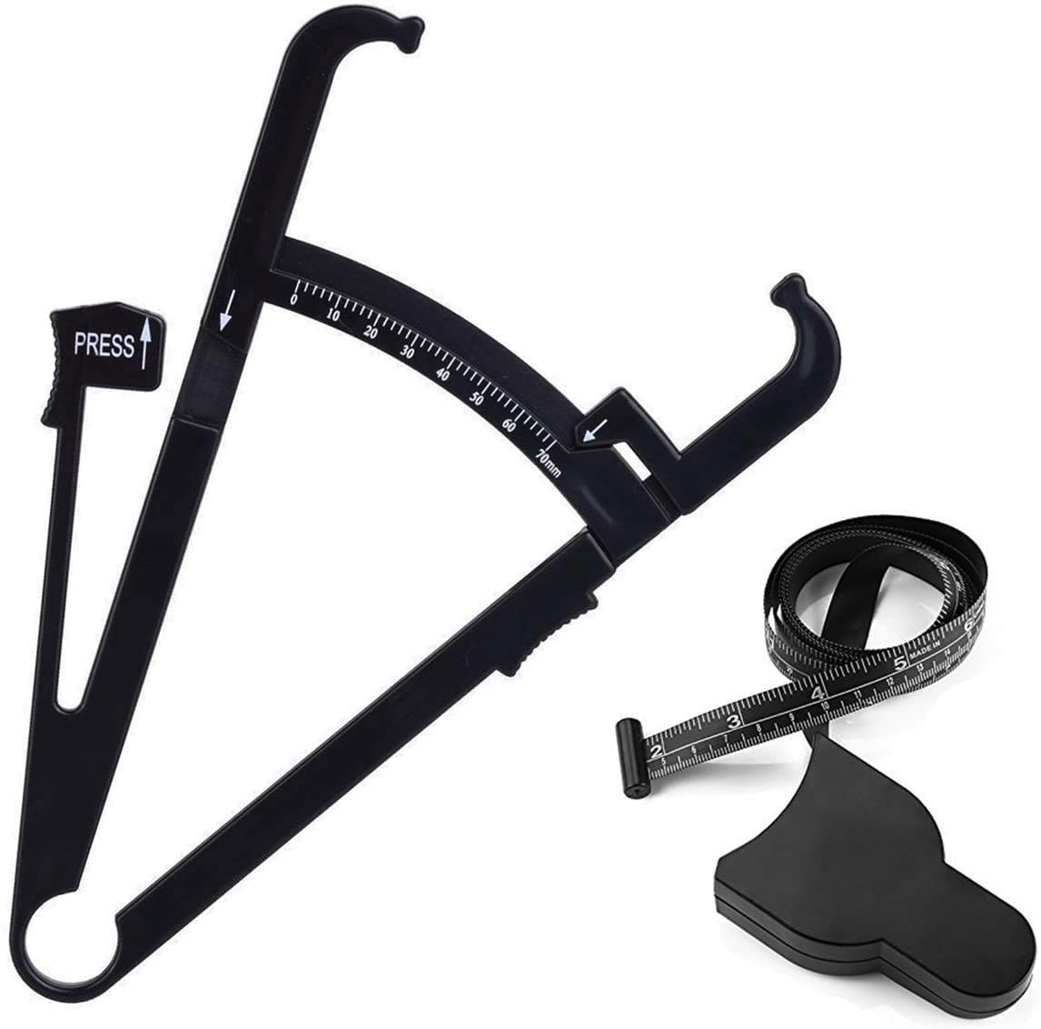 Fat Tester, [2 in 1] Personal Body Fat Tester Calipers with Tape Measure and Fat Charts Fitness, Accurate Measure Tape Health Analyzer