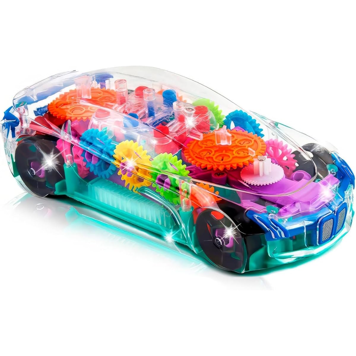 Photo 1 of ArtCreativity Light Up Transparent Sensory Car Toy for Kids, 1PC, Bump and Go Toy Car with Colorful Moving Gears, Music, and LED Effects, Easter Toys for Toddlers, Great Birthday Gift Idea