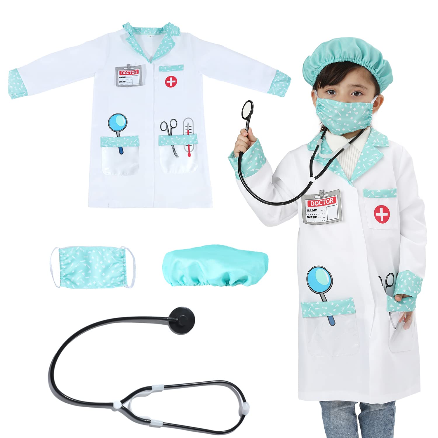 Wiclin Child Role Play Costumes,Doctor Dress Up Playset Kits for Kids S 5-7years — image 1