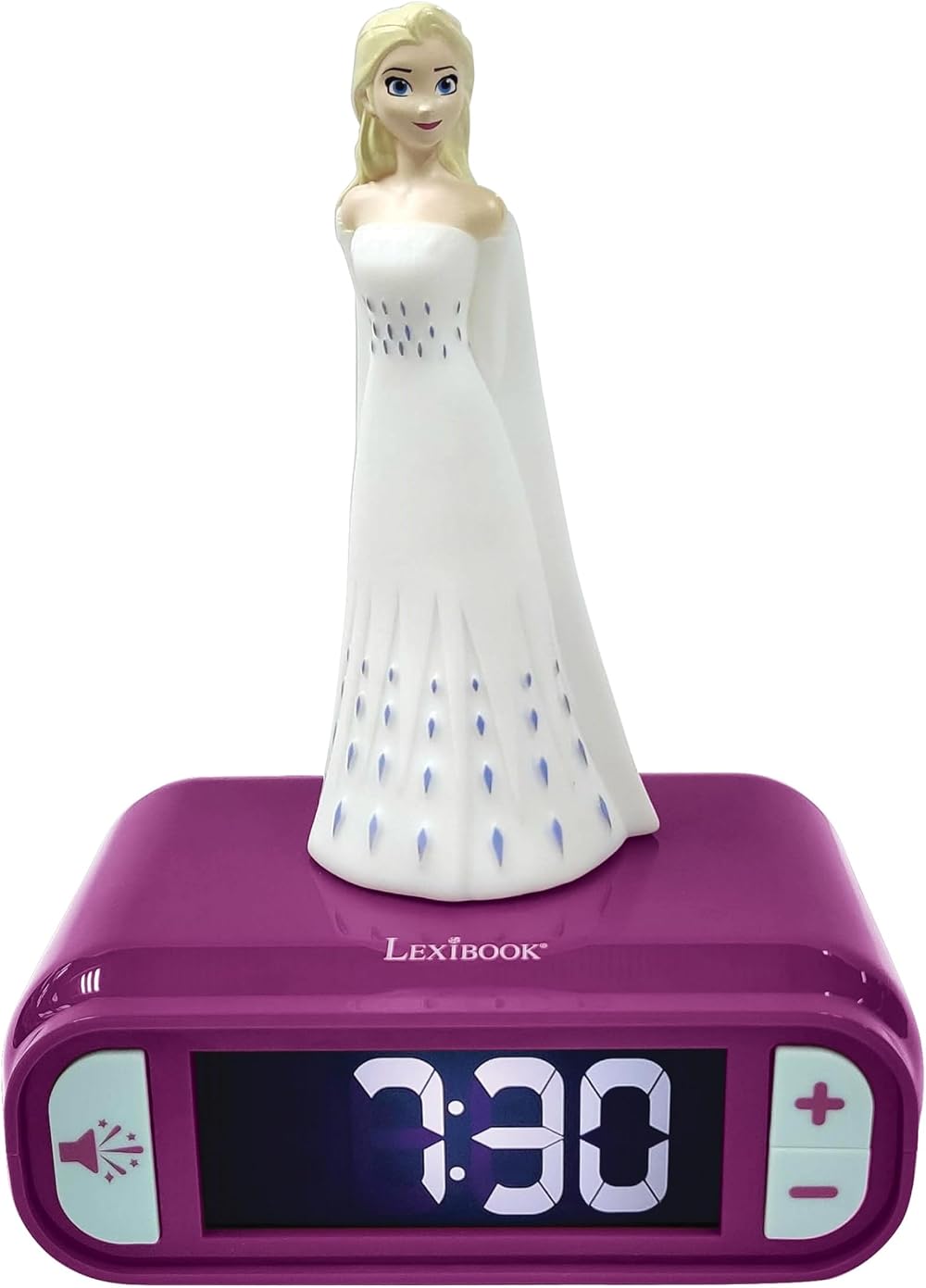 LEXIBOOK Frozen Elsa Nightlight Alarm Clock LCD Backlit Snooze Purple