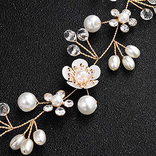 BCDshop_hairband clearance Party Headpieces Headwear Accessories Wedding Bridal Bridesmaid Crystal Pearl Ribbon Headband (White)
