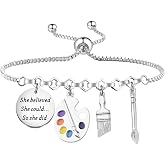 PLITI Artist Gift Art Teacher Gift Painting Lover Gifts She Believed She Could So She Did Painter Bracelet For Friend