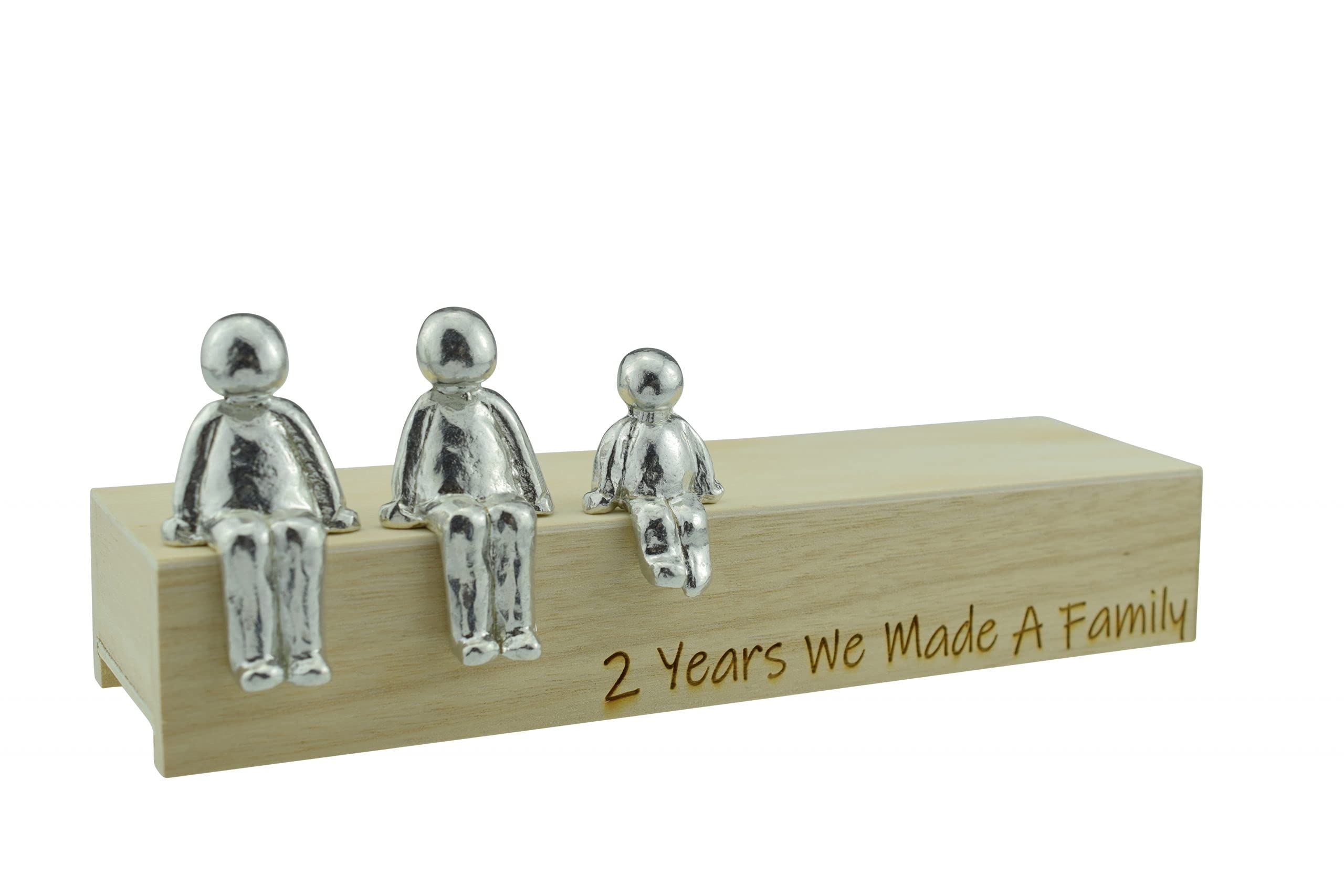 Pirantin 2nd Anniversary Idea - 2 Years We Made A Family Metal Ornament - Choose Your Family Combination Box & Woodgrain May Vary(1 child)