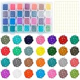 Aneco 28 Colors Replacement Diamond Painting Diamonds with Adjustable 28 Grids Diamond Storage Boxes and 110 Pieces Marker Label for Missing Drills Replacement (Round Diamonds)