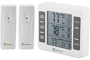 iBetterLife Refrigerator Thermometer, Digital Freezer Thermometer with 2 Sensors, Wireless Indoor Outdoor Temperature Monitor