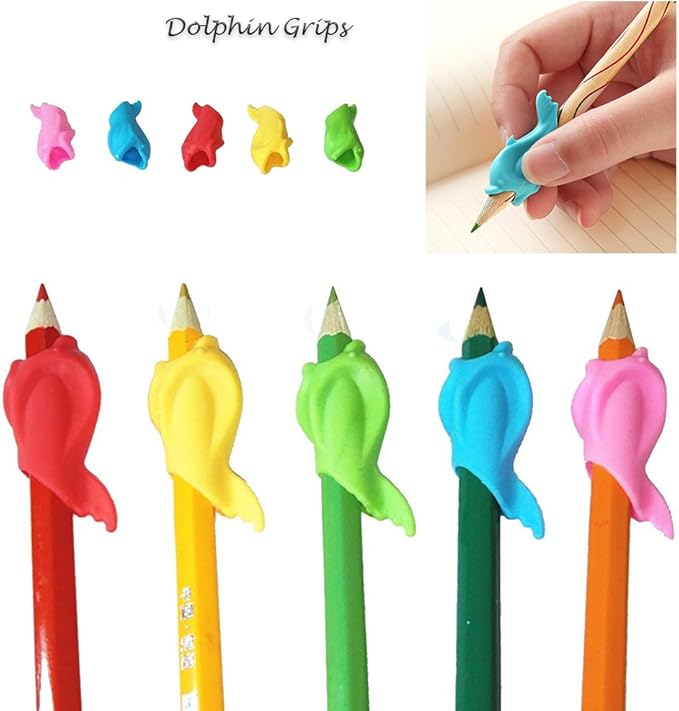 5 Ergonomic Writing Aid Colorful Pencil Grip Holders for