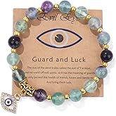 Pingyongchang Pink Evil Eye Bracelets for Women Inspirational Bracelets for Friends Lovers Families Mal De Ojo Protection Bracelet Natural Stone Beads Bracelet