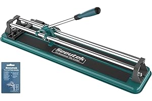 Seeutek 17 inch Manual Tile Cutter, Professional Porcelain Ceramic Tile Cutter, Double Rails Design with Tungsten Carbide Cutting Wheel