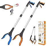 REWKCY 32" Grabber Reacher Tool, 2-Pack Foldable Reacher Grabber Pickup Tool with 360° Rotating Jaw & Magnet, Trash Picker Up