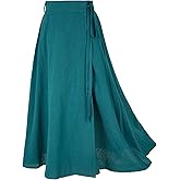Women's Linen Wrap Skirt Casual Maxi Skirt Vintage A line Linen Skirt