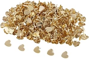 SM SunniMix 200 Pcs Heart Shaped Brads, Metal Iron Brads Paper Fasteners for Craft Embellishments