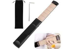 ESMAVO Acoustic Guitar Practice Tools for Beginner, 6 Strings 6 Fret Plastics Fingerboard Portable Pocket Guitar Practice Tool Chord Trainer for Beginner, Come with Tuning Wrench & Velvet Bag