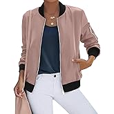 Magritta Women's Bomber Jacket Casual Coat Zip Up Outerwear Windbreaker Fall Jackets for Women Trendy