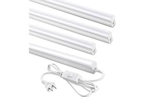 SUNLINKCO (4 Pack) 4FT T5 LED Shop Light,6500K,20W,2300LM(Super Bright White) Linkable LED Integrated Fixture,Garage Light,Ceiling and Cabinet Light,Strip Light,Corded Electric with ON/Off Switch