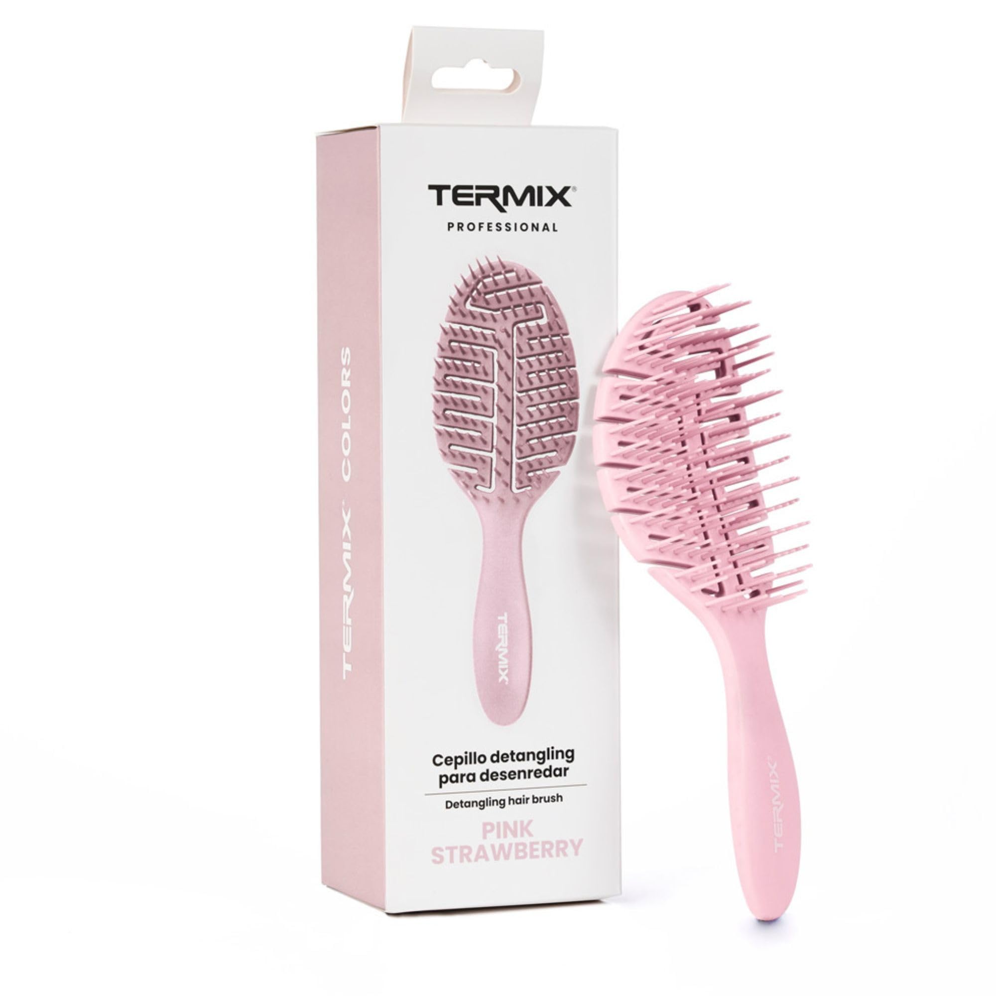 Termix Professional Detangling Pink Strawberry Brush - Anti-Pull Brush for All Hair Types, Dry or Wet, Flexible Body, Quick Drying and Shiny Hair