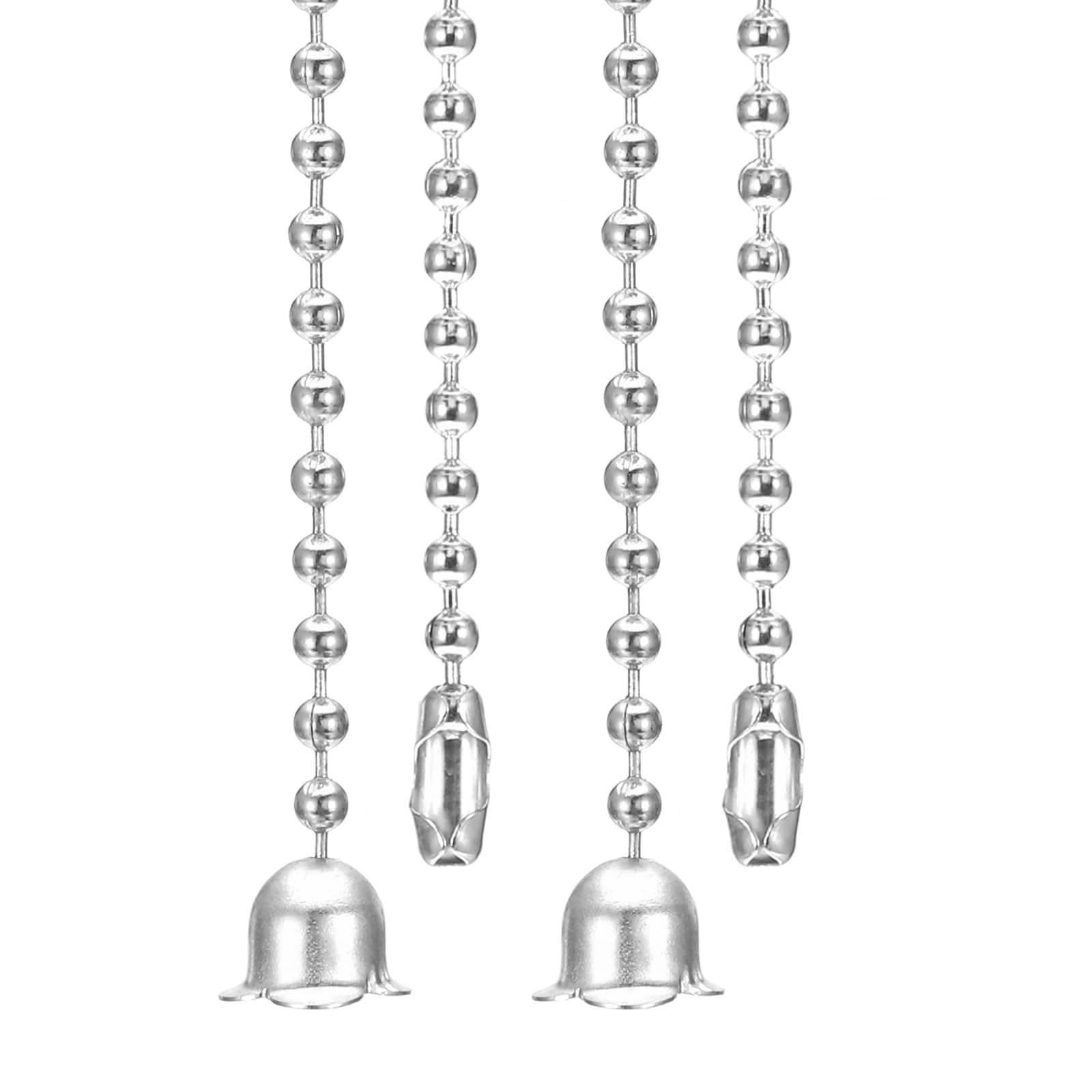 PATIKIL 1M 3.3ft Ceiling Fan Pull Chain, 2 Pcs Beaded Pulls Cord Extender Flower Pendant for Fan Light Chandelier Table Lamp Pulling Switch, Silver Tone