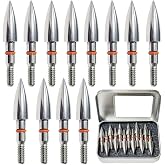 100/125/150/200/300 Grains Archery Field Points Practice Field Tips, Archery Target Practice Hunting Arrow Tip for Recurve, Compound Bow Crossbow, Stainless Steel Screw in Broadheads