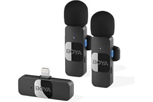 Boya Wireless Lavalier Microphone for iPhone iPad Phone Omnidirectional External Mini Lapel Lightning Microphone for iPhone Clip-On Mic for Video Recording Podcast YouTube Live Streaming