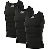 Audoc Compression Shirt Men 3 Pack Black Cool Dry Football Tank Top Athletic Compression Sleeveless T Shirts