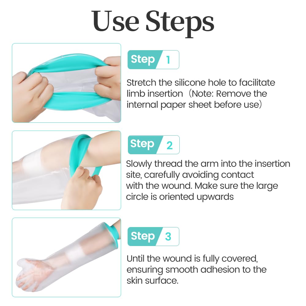 Waterproof Cast Covers for Shower Arm Kids, Water Proof Plastic Sleeve to Cover Arms After Surgery/Wound/Fracture/Bandage/Fingers, Sleeves Protector Bag Youth/Toddler Showering Child in Bath Small