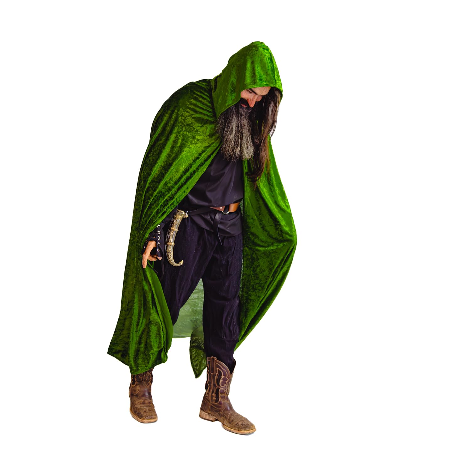 Everfan Hooded Cape | Cloak With Hood For Halloween, Cosplay, Costume, Dress Up Green Adult