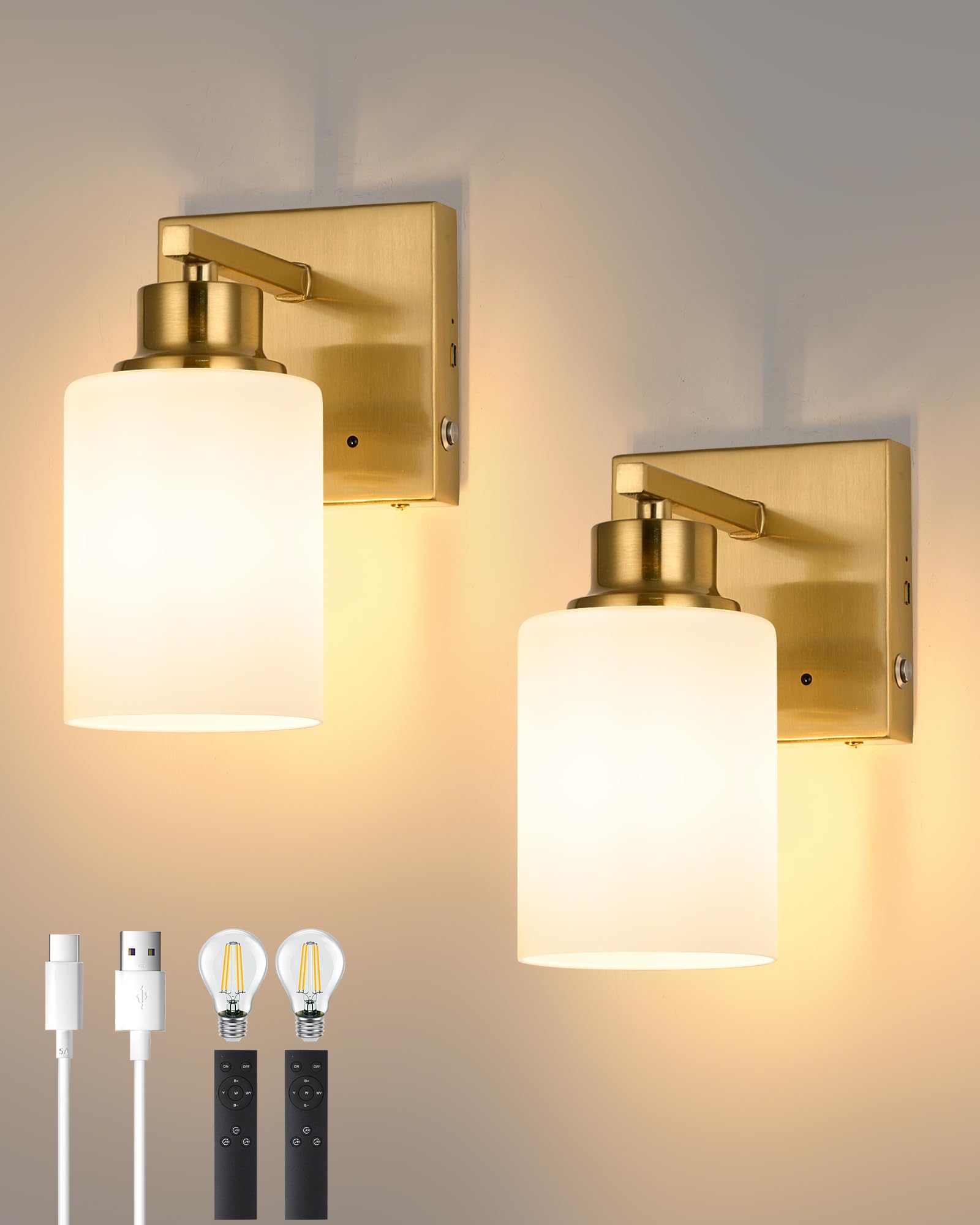 Photo 1 of ***FACTORY SEALED***Rayogale Rechargeable Wall Sconce, Gold Battery Operated Wall Sconce Set of 2 with Timer Function, Easy Install Dimmable Wireless Wall Lamps for Living Room, Bedroom, Hallway, Entryway Decor 3000K