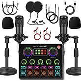 V8max Podcast Equipment Bundle for 2, Voice Changer with BM-800 Podcast Microphone Bundle - Condenser Microphone Perfect for Podcasting, Recording, Singing, Streaming and Gaming