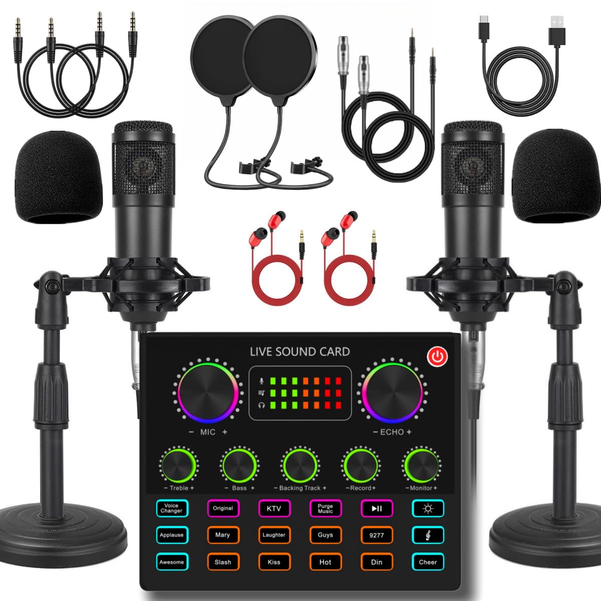 Photo 1 of V8max Podcast Equipment Bundle for 2, Voice Changer with BM-800 Podcast Microphone Bundle - Condenser Microphone Perfect for Podcasting, Recording, Singing, Streaming and Gaming