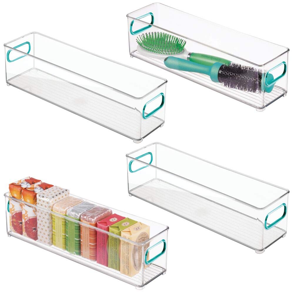mDesign Slim Storage Bins with Builtin Handles for