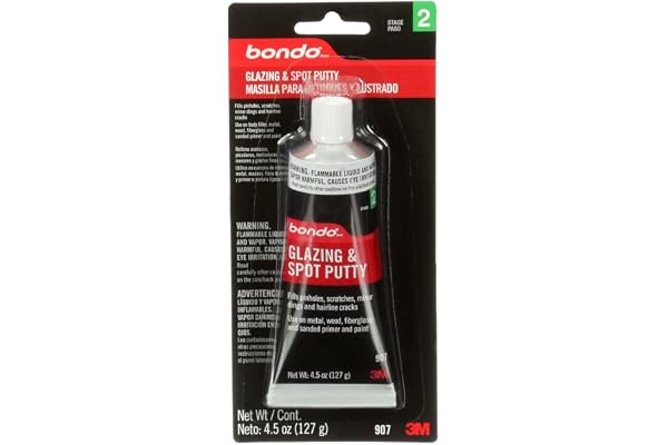 Bondo Glazing and Spot Putty, Fills Pinholes, Scratches, Minor Dings & Hairline Cracks, 4.5 oz, 1 Tube