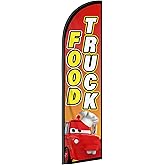 Food Truck Feather Flag Swooper Flag for Outdoor Business and Events Promotion, 11 Ft Tall, Flag Only