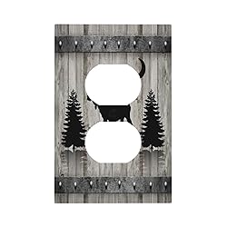 Rustic Deer Moose Forest Tree on Wood Plank 1 Gang