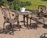 Garden Life Antique Effect Rose Design Bistro Set - 2 Seater Patio Table view 2