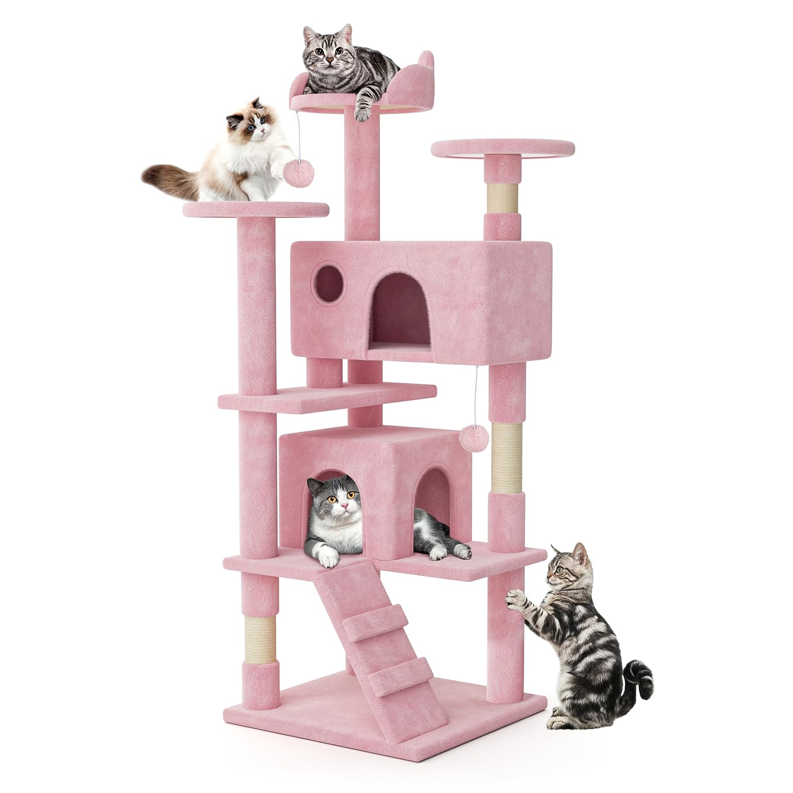 MoNiBloom Cat Tree, 54 Inch Cat Tree Tower with 2 Cat Condo, Cat Tower ...