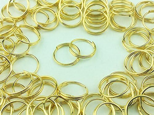 Tokou Keychain Divided 10mm Split Ring Key Rings Chain Keyring Pendant Bag Charm Loop DIY Clasps 100 Pieces Gold